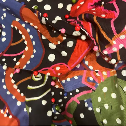 Farm Rio Anthropologie Seaside Dream Printed High Waisted Beaded Shorts