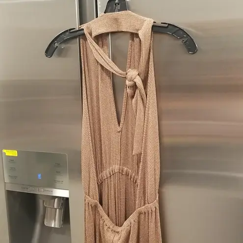 Rachel Pally ππ Metallic Rib Charlie Sweater Jumpsuit In Caramel & Gold M NWT