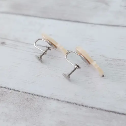 Vintage Screw On Earrings Cream Pineapple with Slight Iridescence