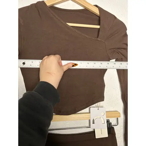 Commense Brown Asymmetrical Cropped Long Sleeve Top & Maxi Skirt Set XS NWT