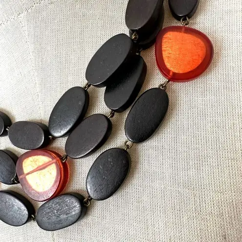 Coldwater Creek triple strand brown and orange statement necklace