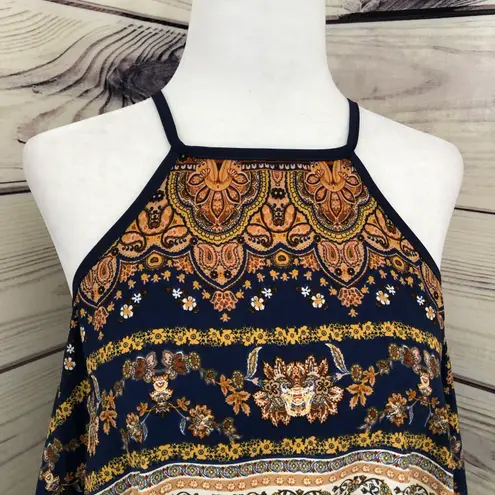 Romeo + Juliet Couture Navy & Brown Paisley Print Flowy Tank Top