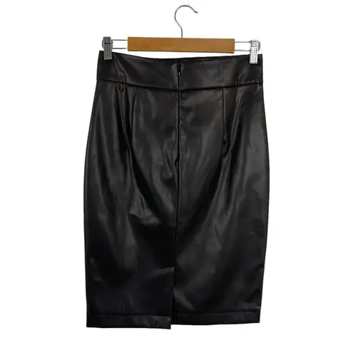 Aprll Black Faux Leather High Waist Midi Pencil Skirt Size Small