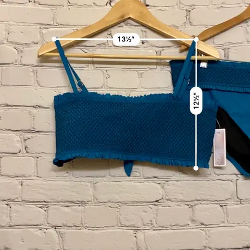 Chelsea28 Women’s Smocked Bandeau & Hipster Bikini Size L & XL Teal Gloss NWT