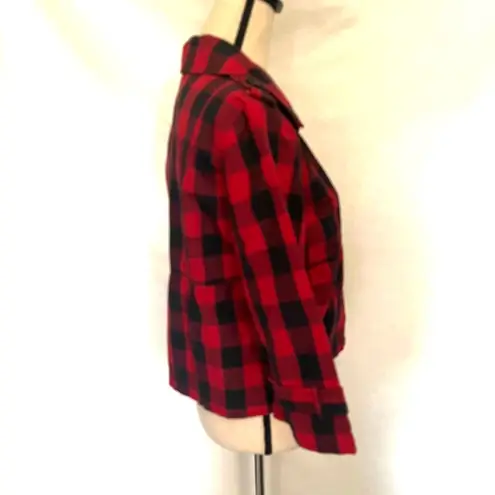 Christopher & Banks  Buffalo Plaid Cropped Womens Blazer Size Small Red Black