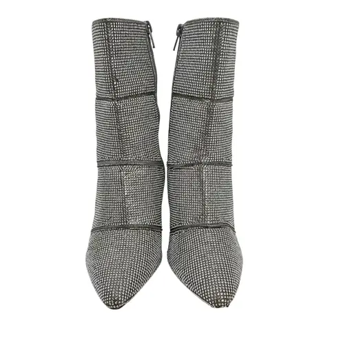 ATRENDY Rhinestone Ankle Boots Womens 7.5M Sparkly Silver Stiletto Heel Party Size 7.5