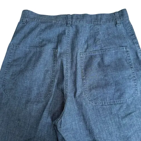 COS Cotton Navy Relaxed Taper Ankle Button Trousers Pants Size 2 Lightweight