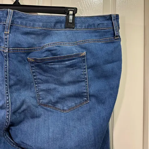 Boutique Ankle Cropped Jeans Womens Plus Size 24W Blue Stretch Rolled Light Wash