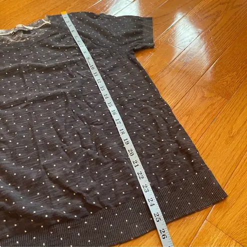 Loft  Polka dot sweater tee grey and white 100% Cotton short sleeves Sz Large