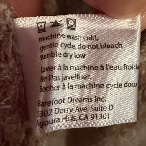 Barefoot Dreams Bamboo Chic Lite Striped Waterfall Cardigan Womens S/M Tan Cream