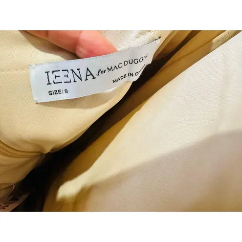 Mac Duggal Gold Metallic Plissé Square Neck Pleated Ruffle Belt Detail Dress 8