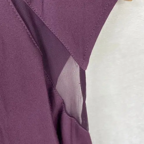 Helmut Lang Purple Maroon Pleated Wrap Cap Sleeve Silk Blend Blouson Dress Siz 2