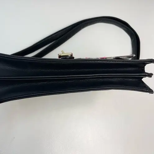 House Of Disaster Purse Floral Embroidery Painting Black