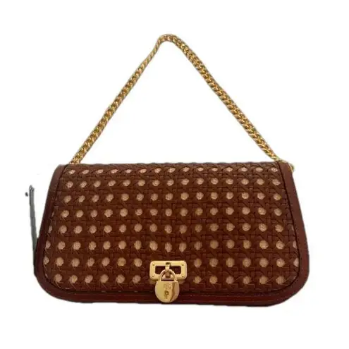 LAUREN Ralph Lauren Woven Medium Tanner Shoulder Bag NWT Brown