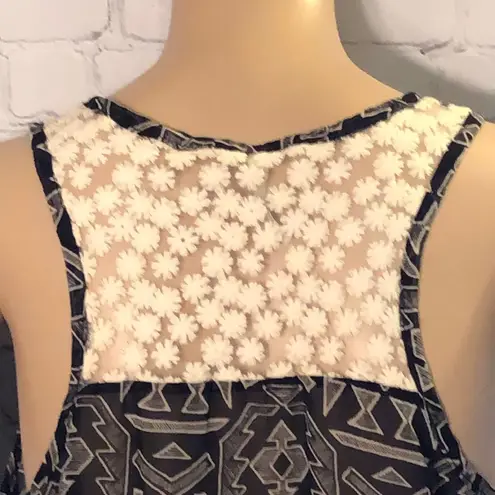 B Jewel B. Jewel Semi-Sheer Tank Top Lace Inset M