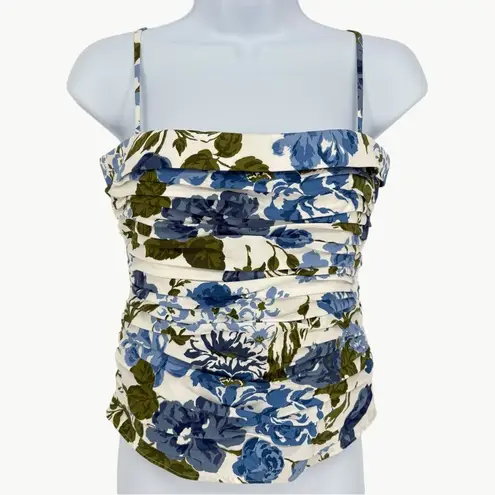 Reformation  Orion Floral Organic Cotton Camisole Top | Sz 6 | White & Blue