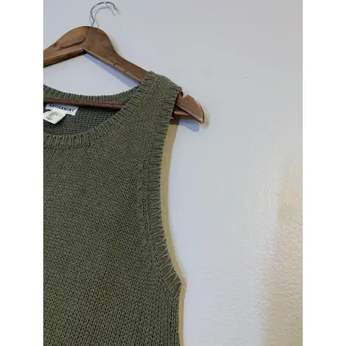 Artisan NY Green Sweater Tank Womens Sz L Fringe Hem Boho Lagenlook