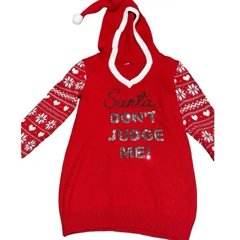 None Ugly Christmas Sweater Red Santa Dont Judge Me With Hood
