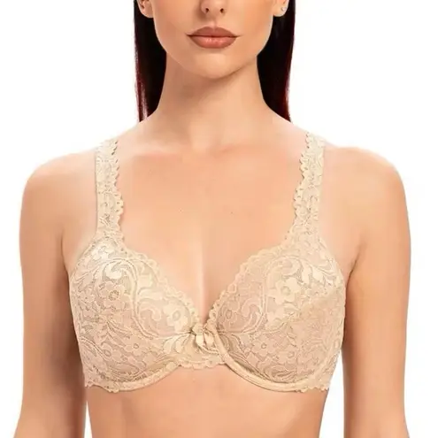 Smart & Sexy 42DD Bra Signature Lace Unlined Underwire In Buff Beige SA964