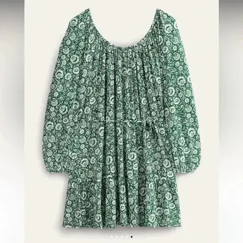 BODEN Scoop Tiered Jersey Mini Dress UK Size 8R Bottle Green Bloom Cascade NWT