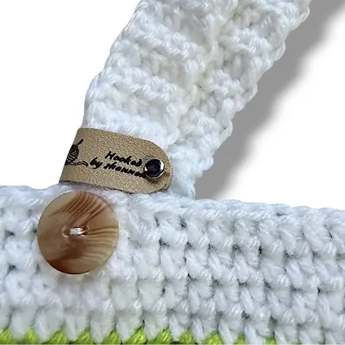 Handmade Handcrafted Green & White Crochet Hand Bag with Green Paisley Lining