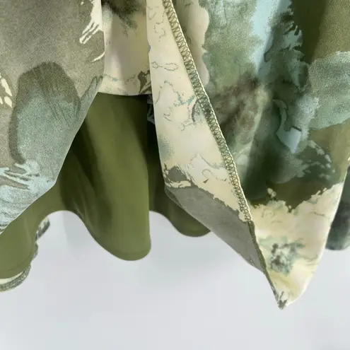 Vtg Y2K R&K Originals Babydoll Midi Dress 10 Cottage Floral Satin Ruched Flowy Green