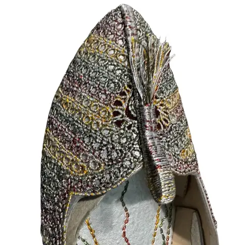 Women's Silver Wedding Bridal Khussa Indian Wedding Jutti Punjabi Flats Size 5