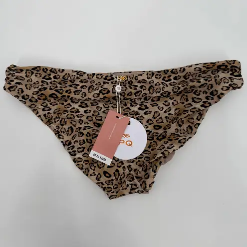 PQ SWIM PILYQ Bikini Bottoms Leo Size Medium NWT Basic Ruched Full Leopard Swim Brown