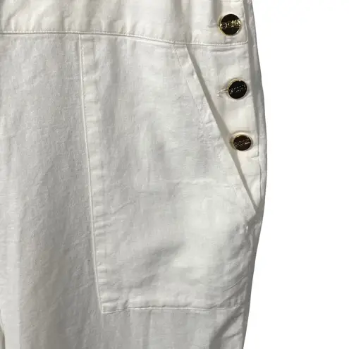 Stoney Clover Lane x Target Linen Blend Overalls Women's M White Pockets - Image 7
