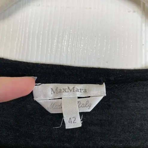 Max Mara Wool Silk Gray Dress Long Sleeve Size 42 Medium Midi