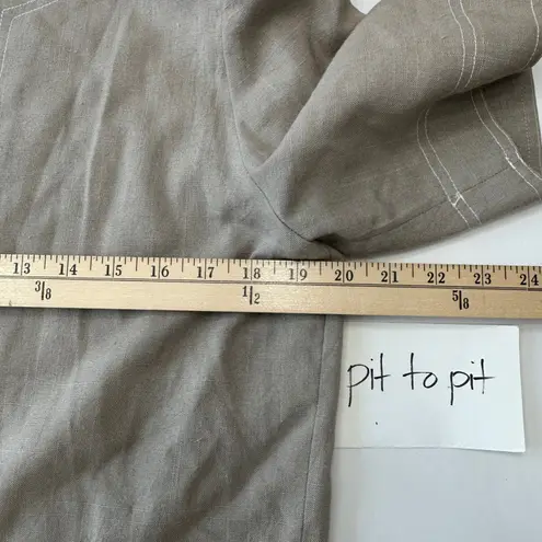 Vintage Brownstone Studio Womens Blouse Size 14 Beige Short Sleeve Open Front Tan