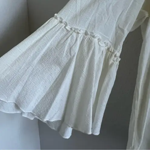 Bordeaux White Cream Burnout Blouse Statement Sleeve Top XS