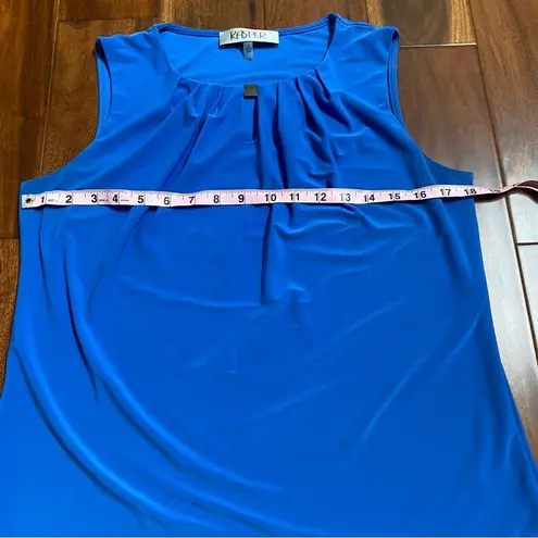 Kasper Work Business Top Sleeveless Blouse Blue Decorative Accent Size Small