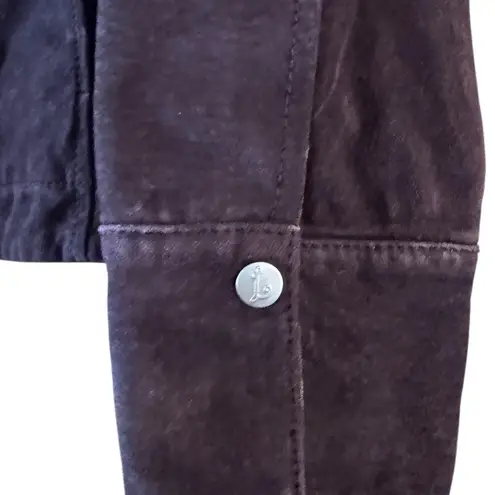 Live a Little Suede Chocolate Brown Leather Button Front Jacket Size M