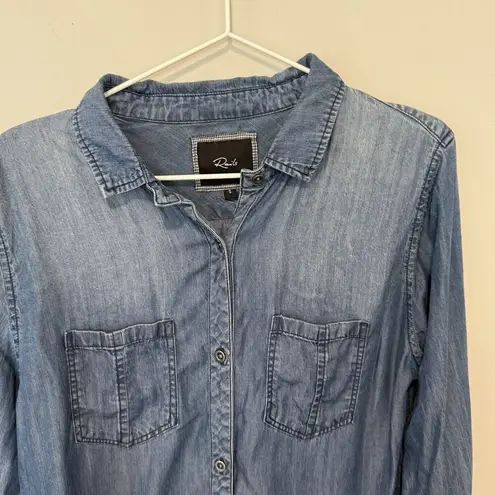 Rails Dark Wash Chambrah Denim Pullover Collared Shirt Midi Dress Sz Small 1650