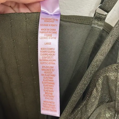 Savagexfenty NWT Savage X Fenty Metallic Olive Green Going Platinum Mesh Bustier - Size L