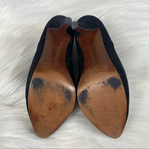 Enzo Angiolini Eayilin Black Leather Suede Booties