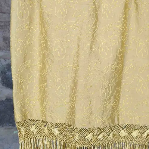 lafayette 148 Gold Brocade Fringe Silk Skirt Woman's Size 6 Knee Length Gold