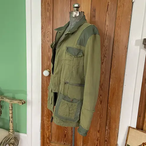 Joseph Greco JKT Jakett New York Mixed Media Leather Trim Utility Jacket Sz M Green Size M