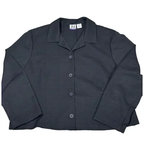 JM Collection JM Collections Black Cropped Long Sleeve Blazer Jacket Size XL