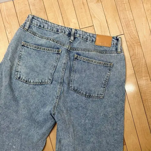 Avec Les Filles Acid Wash Distressed Destroyed Wide Leg Denim Jeans Size 29