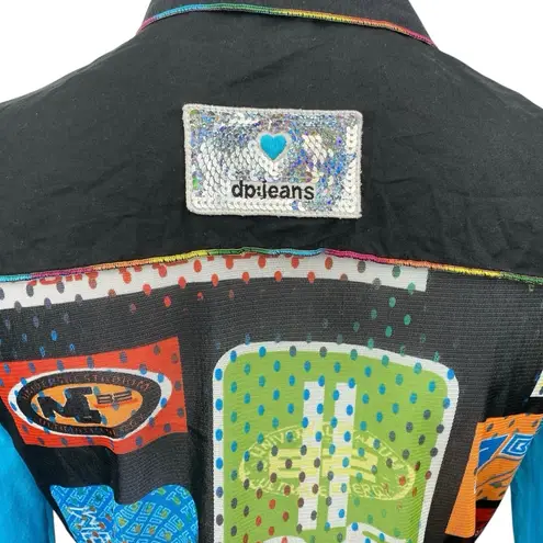 D.P Jeans Women's Multicolor Patchworks Long Sleeve Button Down Shirt Top Size 8 - Image 4