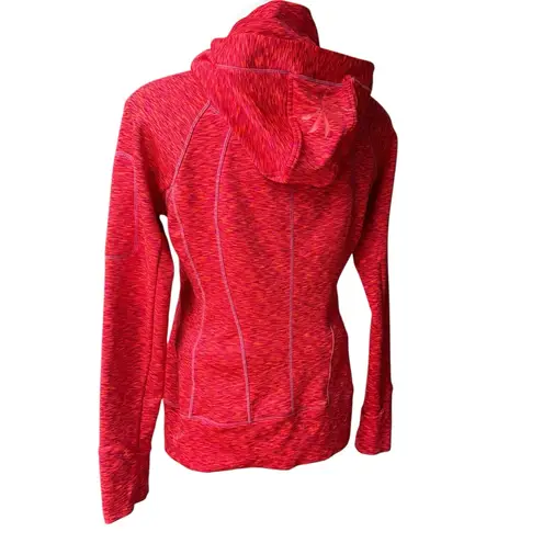 Athleta Orange Pink Space Dye Full Zip Hooded Sweatshirt Jacket, Sz M Red Size M