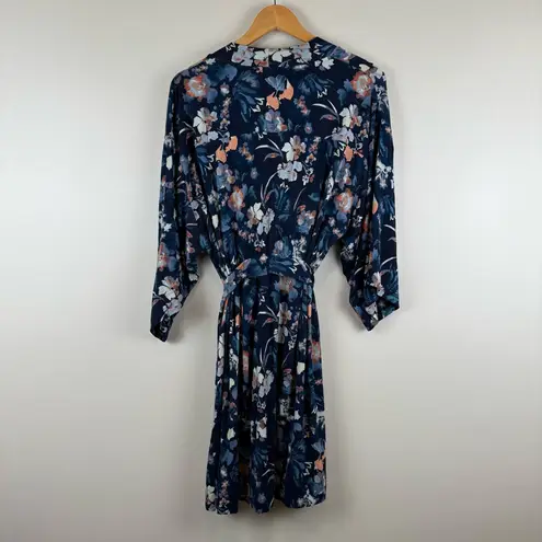 Soma Cool Nights Short Robe in Phantom Floral Navy Women's Size S/M