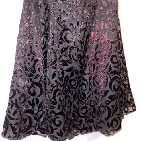 Gunne Sax VTG Size 11/12 Burnout Velvet Formal Dress Black Red