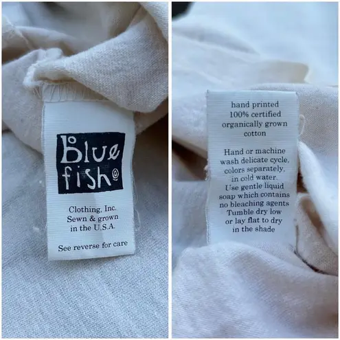 RARE Vintage Blue Fish Clothing Graphic Tee Oversized Cream Shoes T
