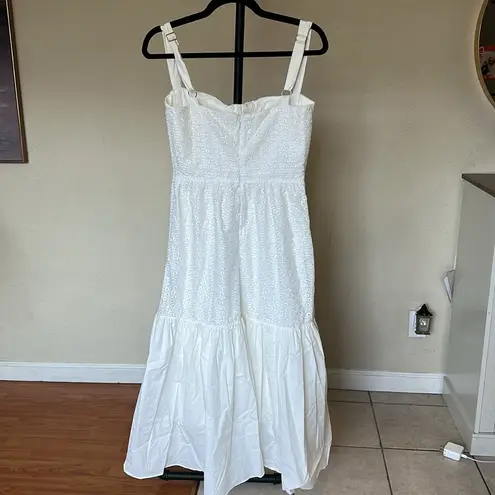 House Of CB  M D-DD Elia' White Broderie Anglaise Lace Midi‎ Sundress NWOT size M
