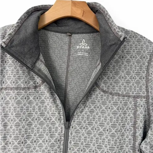 prAna L Women's Silver Grey Jacquard Reeve Jacket Full Zip Sweater Sweatshirt