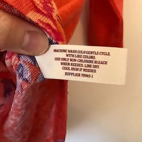 Arizona Jeans ARIZONA JEAN CO Orange Purple White Floral 3/4 Sleeve Knit Tee Top JUNIORS Large