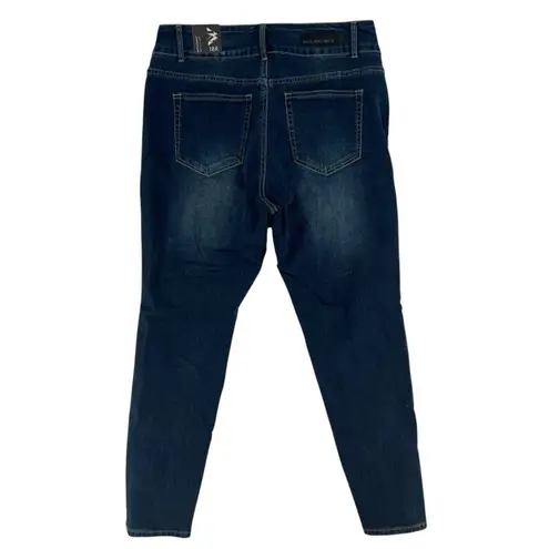 White Mark Denim Womens Size 18W Plus Stretch Dark Wash Leopard Print Jeans Blue - Image 2